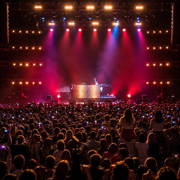 Concierto con luces y público